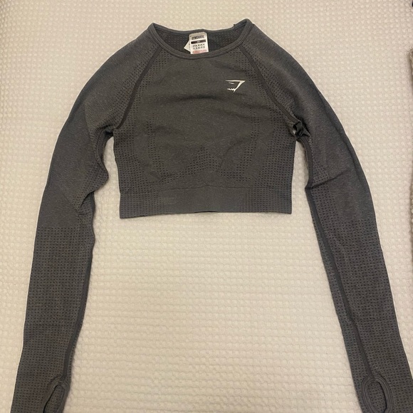 gymshark vital seamless 2.0 crop top in smokey grey marl - Picture 2 of 2